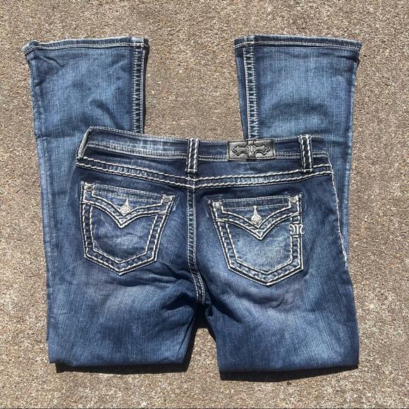 Miss Me mid rise boot jeans with faux flap back pockets HEMMED 28x29.5 - Picture 1 of 8